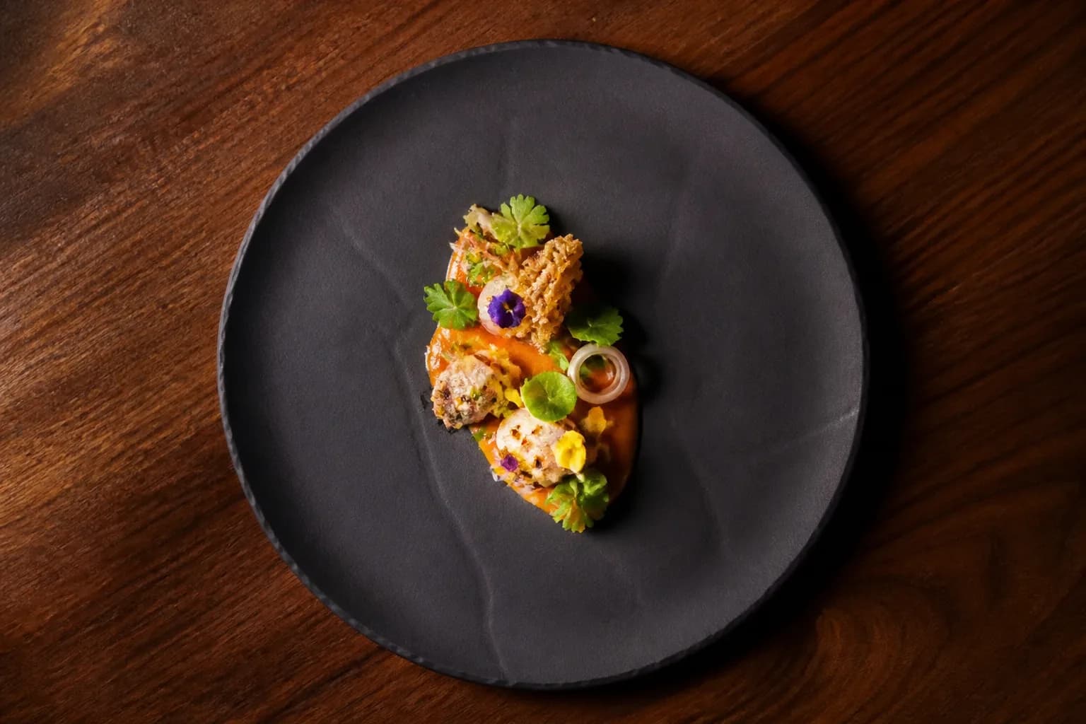 A plated tasting-menu course at Langbaan in Portland